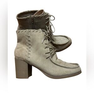 Lane Bryant Tan Suede Lace-Up Ankle Boots | Size 10